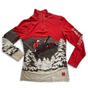 Neve Switzerland Ski AOP quarter zip silk wool long sleeve shirt